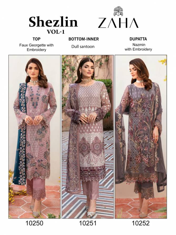 Shezlin Vol 1 By Zaha Georgette Pakistani Suits Wholesale Shop In Surat
